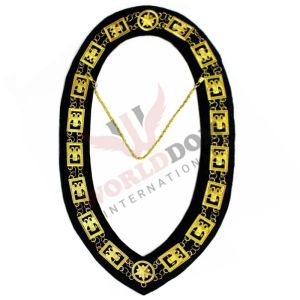 32nd Degree Scottish Rite Chain Collar Wings Down Gold Plated on Black Velvet