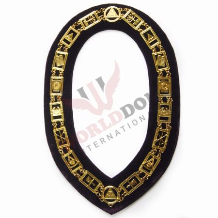 Shriners Chain Collar Gold Plated with Rhinestones