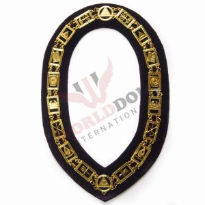 Shriners Chain Collar Gold Plated with Rhinestones
