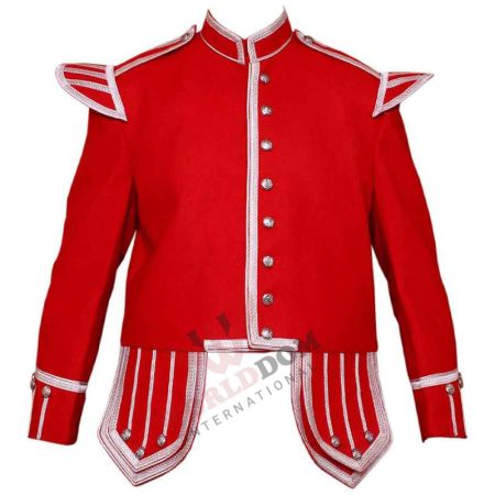 Red Military Drummer Doublet With Silver Embroidery