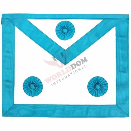 Master Mason French Rite Apron Sky Blue Moire with Three Rosettes