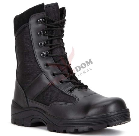 Mens Black Military Leather Field Boots