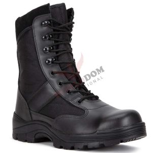 Mens Black Military Leather Field Boots